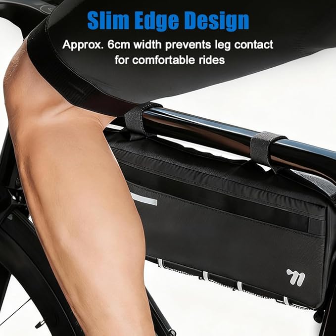 Top Tube Bike Bag - 2.6L Bike Frame Bag with Water Resistant Zipper, Large Capacity Bicycle Bag, Durable Cycling Bag for Mountain Road Bikes, Anti Scratch Bike Top Tube Bag with Side Pockets