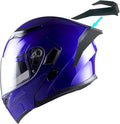 1Storm Motorcycle Modular Full Face Helmet Flip up Dual Visor Sun Shield: HB89 Glossy Blue