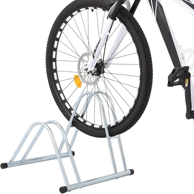 Galvanized Steel Floor Freestanding Bicycle Stand for 2 Bikes, 2 Bikes Floor Bike Stand, Bike Floor Parking Rack for Indoor & Outdoor Garage Storage,-865