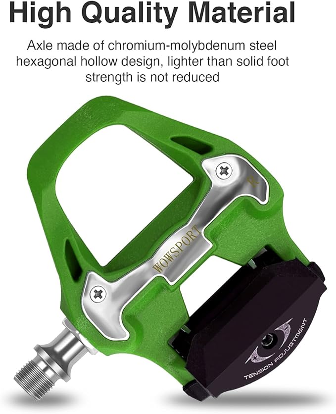 WOWSPORT SPD-SL Road Bike Pedals - Lightweight Clipless Pedals with 3-Bolt Cleats, Sealed Bearings & Nylon Composite | Shimano SPD SL Compatible