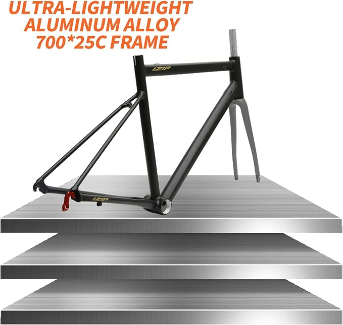 43CM 45CM 47CM 50CM 53CM Road Bike Frameset 700C Aluminum Alloy Quick Release Frame 100/130mm C Brake BSA BB68 Climbing Bike Frame with Carbon Fiber Fork(Silver 2,53cm)