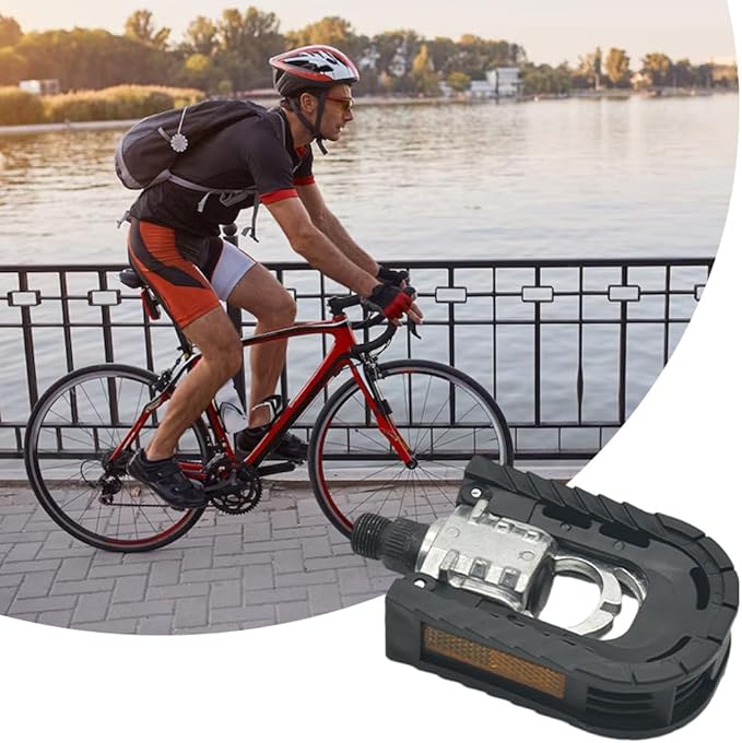 1pair Folding Bike Pedals Mountain Bike Pedals Aluminum Bicycle Flat Pedals 9/16'' with Reflective Strips Wide Flat Cycling Pedals for Ebike, Urban Commute, MTB Bikes