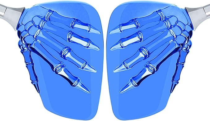 1 Pair Bicycle Mirror,Big View Bike Rear View Mirror Blindsight Multi Angle Adjustable Bike Mirror Billet Aluminum Chrome Plated Outside Skull Claw Style Also suitable for motorcycle mirror