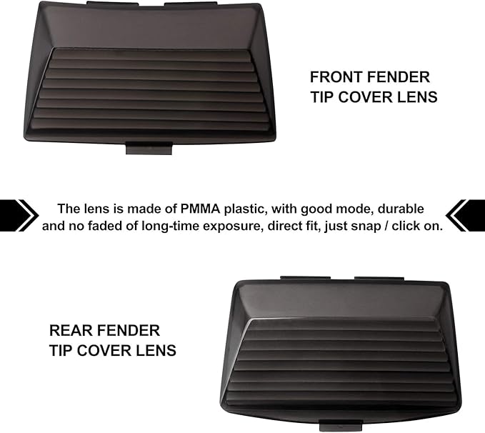 NTHREEAUTO Front Rear Fender Tips Mud Guards Covers w/LED Lights Compatible with Harley Ultra Classic Electra Glide FLHRI FLSTC(Smoked Lens)