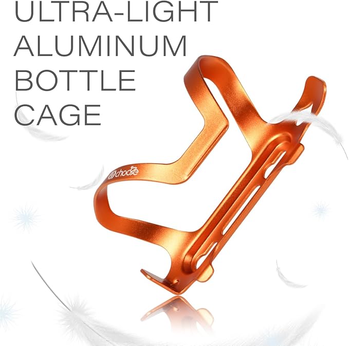 Chooee Mountain Bike Water Bottle Cage, Aluminum Bicycle Water Bottle Holder for Road Bikes Orange 2-Pack