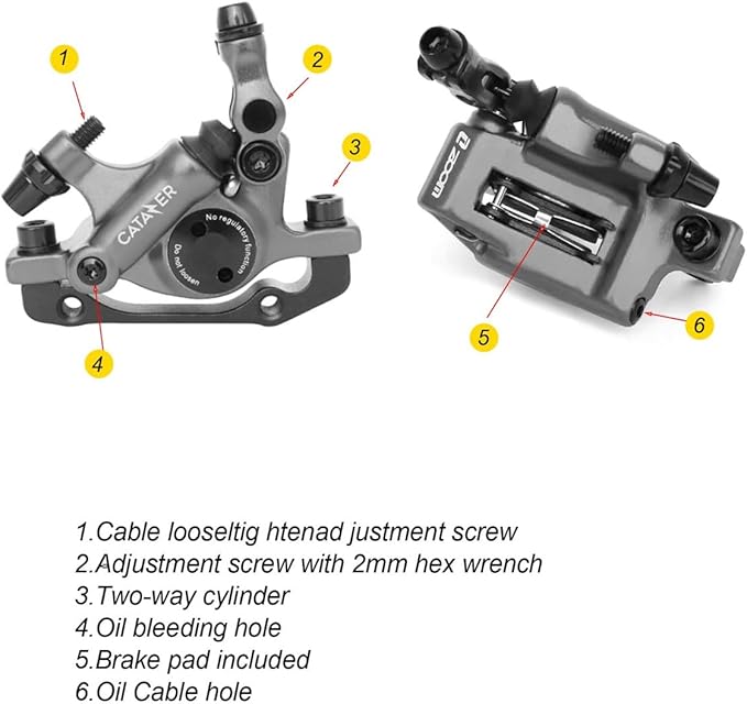 MTB Road XTECH HB-100 MTB Road Line Pulling Hydraulic Disc Brake Calipers Front & Rear Mountain Bike Disc Brake E-Bike Disc Brake Set