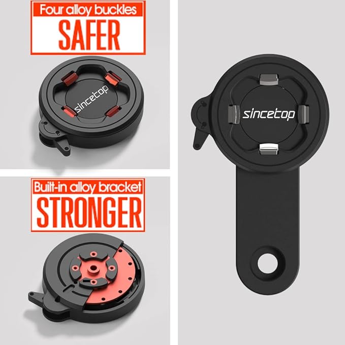 sincetop Bike Phone Mount, Mountain Bicycle Stem Phone Holder - Secure Lock & Quick Release, Robust Aluminum Handlebar Phone Mount, MTB Road Bike Cell Phone Clip for iPhone and 4"-7.3" Smartphones