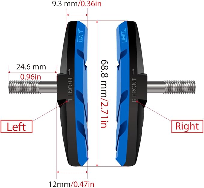 CNC 2 Pairs Bicycle V-Brake Pads, Bike 70mm V Brake Blocks Set, Cantilever Brake Pads Shoes for Mountain/Road/Kids/MTB/Children's/Cycle Bike Rim.
