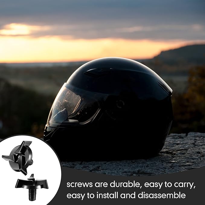 Tallew 12 Pieces Motorcycle Helmet Visor Screws Helmets Visor Clip Fixing Sun Screw Motorcycle Helmet Accessories for Motocross, Black