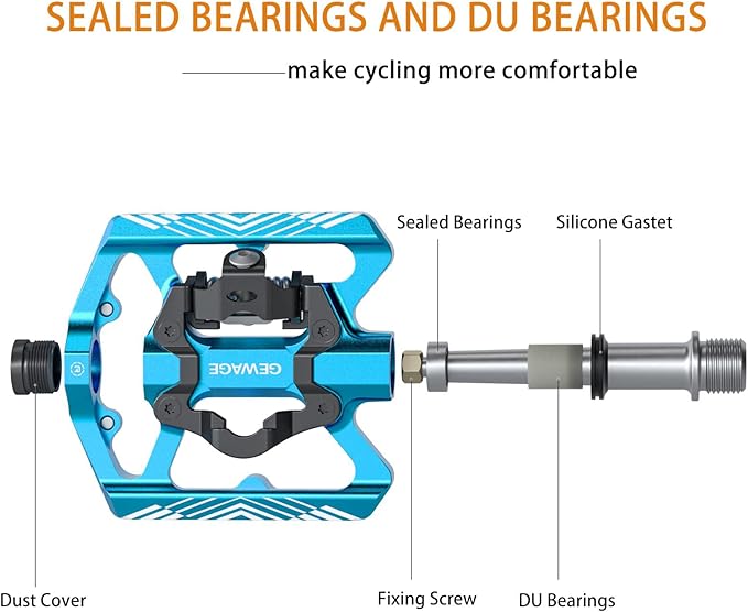 Mountain Bike Pedals - Dual Function Flat and Clipless Pedal - Bicycle Pedals with Reflectors Compatible with SPD, Platform Pedals for BMX Spin Exercise Peloton Trekking Bike