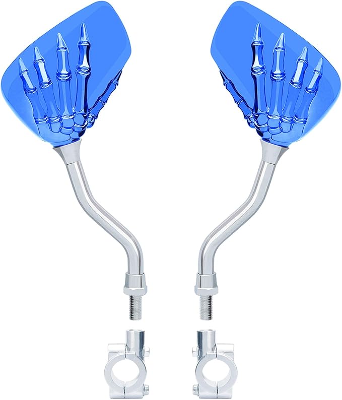 1 Pair Bicycle Mirror,Big View Bike Rear View Mirror Blindsight Multi Angle Adjustable Bike Mirror Billet Aluminum Chrome Plated Outside Skull Claw Style Also suitable for motorcycle mirror