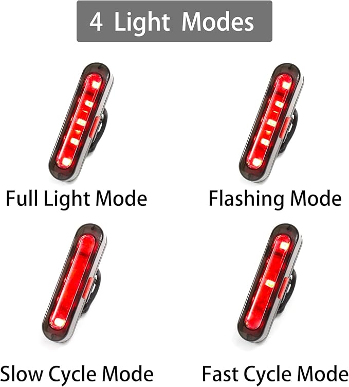 Bike Tail Light, Bicycle Rear Lights USB-C Rechargeable LED Cycling Safety Flashlight with 4 Light Mode for Road Mountain Night Riding & Adults Men Women