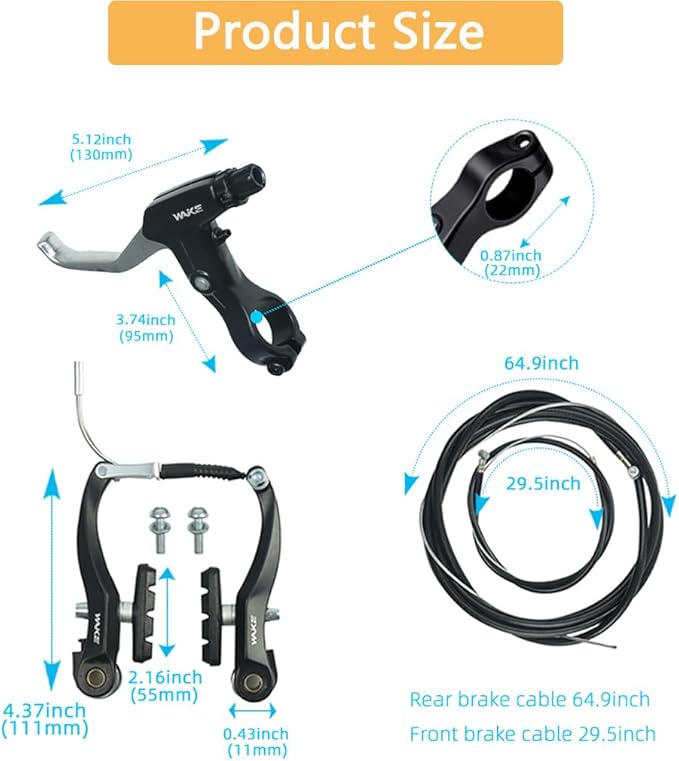 CYSKY Complete Universal Bike Brakes Set, Front and Rear MTB Brake, Inner and Outer Brake Cables and Brake Lever Kit for Mountain Bikes Road Bikes
