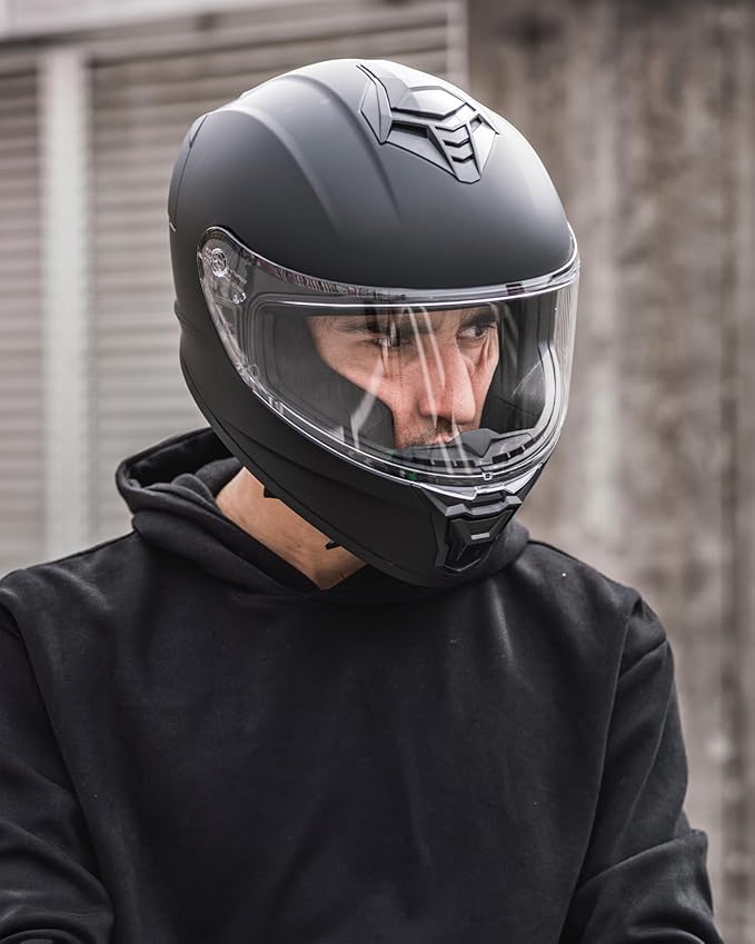 Motorcycle Helmets for Adult Men Women, Full Face Lightweight Street Bike Racing DOT Helmet with Extra Clear Visor Model AU-T801