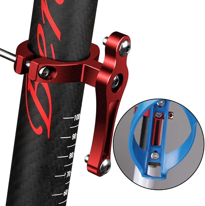 Bicycle Bottle Cage Adapter Bike Water Bottle Cage Holder Mount Adapter Adjustable Aluminum Alloy Seat Tube Diameter 19-33mm CNC Machined Handlebar Seat Post Cup Mount Converter