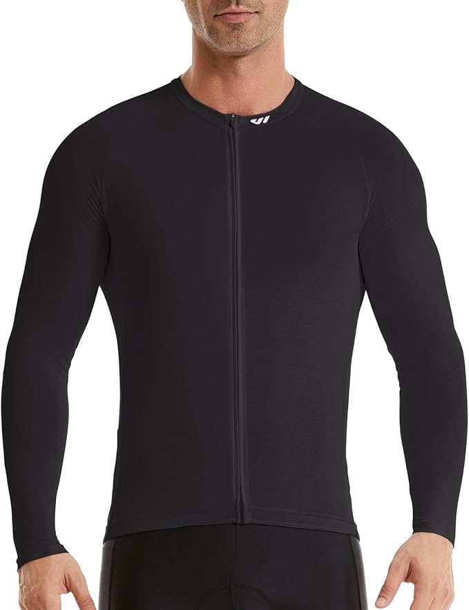Men's Cycling Jerseys Long Sleeve Bike Biking Shirts Full Zip with Pockets Road Bicycle Clothing