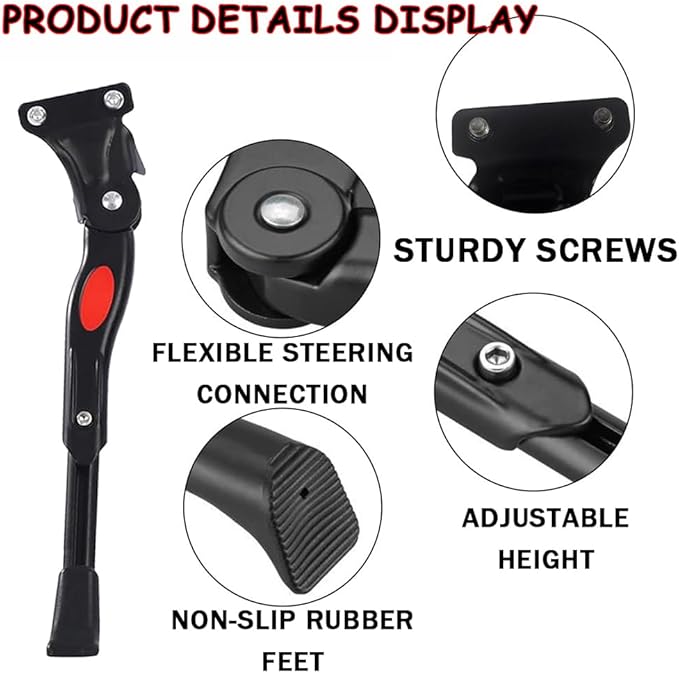 Bike Kickstand for Specialized Rockhopper Rockhopper Comp Rockhopper Elite, Aluminum Adjustable Kickstand Foot Side Stand Suppor Rear Side Bicycle Stand with Non-Slip Rubber Foot,D