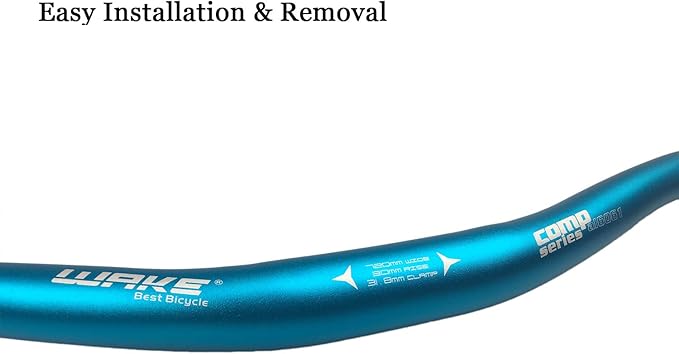 Wake 31.8mm MTB Mountain Bike Handlebar, Aluminum Alloy Mountain Bike Bicycle Riser Handlebar Extra Long 720/780mm with Paint Matte Surface (Blue, 780mm)