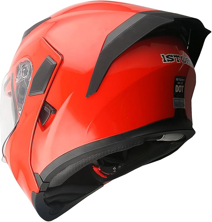 1Storm Motorcycle Modular Full Face Helmet Flip up Dual Visor Sun Shield: HB89 Glossy Red