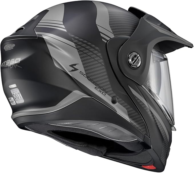 ScorpionEXO AT960 Modular Adventure Street Motorcycle Helmet with Bluetooth Ready Speaker Pockets DOT ECE Approved Monk (Phantom - Large)