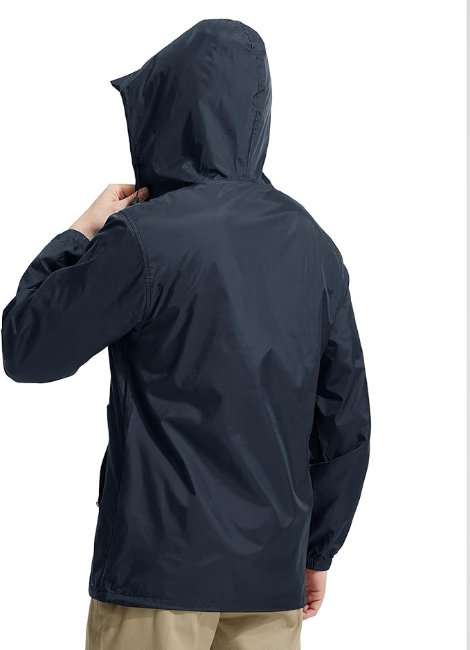 SWISSWELL Mens Rain Jacket & Coats Packable Lightweight Waterproof Windbreaker Hooded for Golf Cycling Hiking