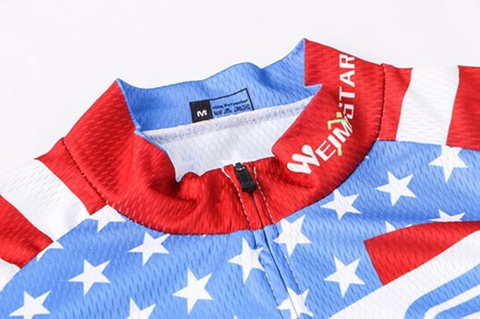 Weimostar Men's USA Cycling Jersey Short Sleeve Biking Shirts Breathable with Pockets