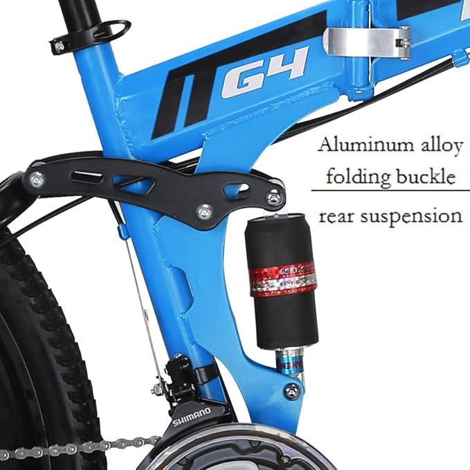EUROBIKE Mountain Bike, 21 Speed, 26/27.5 Inches, Dual Suspension, Folding, for Men