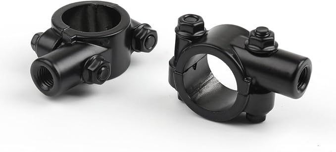 MAH HORNETS Handlebar Rearview Mirror Mount 1.0 inch Holder Clamp Aluminum (25mm Diameter) Motorcycle Bike Handle Bar 10mm Mirror Thread Mount Holder Clamp Adaptor Black (2Pcs)