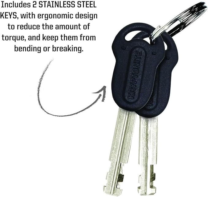 Kryptonite Bike U-Lock with Braided Steel Cable, High Security Anti-Theft Bicycle U Lock, 12mm Shackle and 8mm x4ft Length Security Cable with Keys for Scooter Road Mountain Bikes