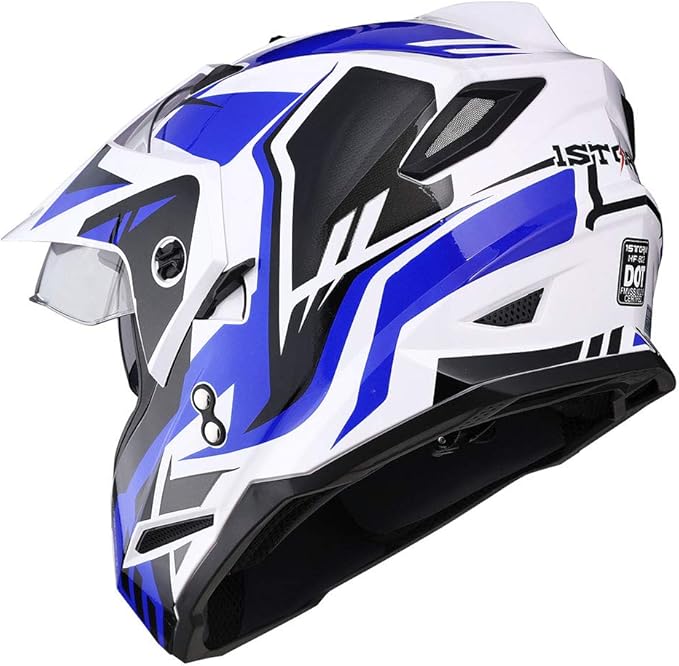 1Storm Dual Sport Motorcycle Motocross Off Road Full Face Helmet Dual Visor: HF802