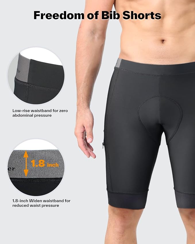Sportneer Padded Bike Shorts for Men - 4D Padding Mens Bicycle Cycling Biking Clothing Shorts, Breathable and Absorbent