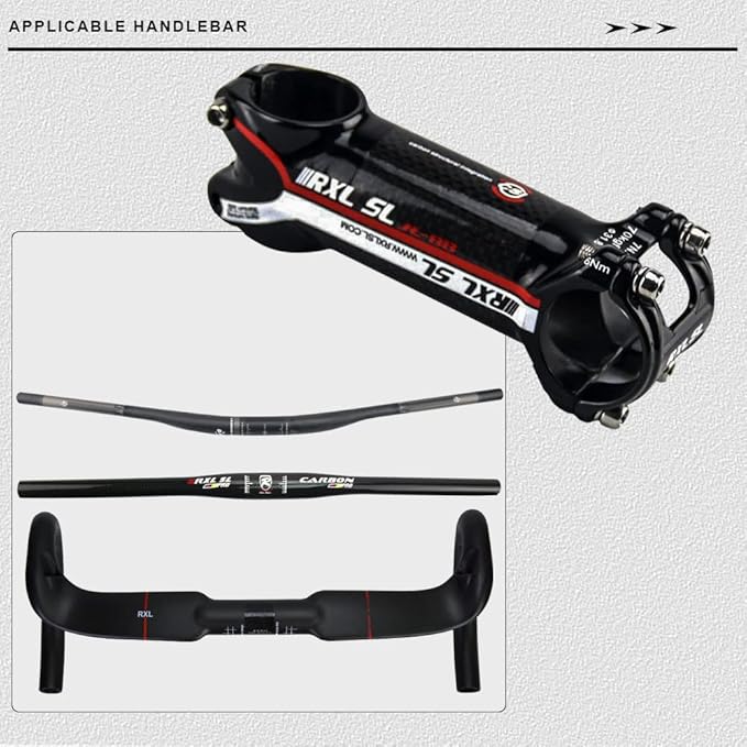 RXL SL MTB Bike Stem 1-1/4"Carbon Fiber+Aluminum Alloy Road Bike Carbon Handlebar Stem 6 Degree Mountain Bike for Cycling 60mm,70mm,80mm,90mm,100mm,110mm,120mm Bicycle Part