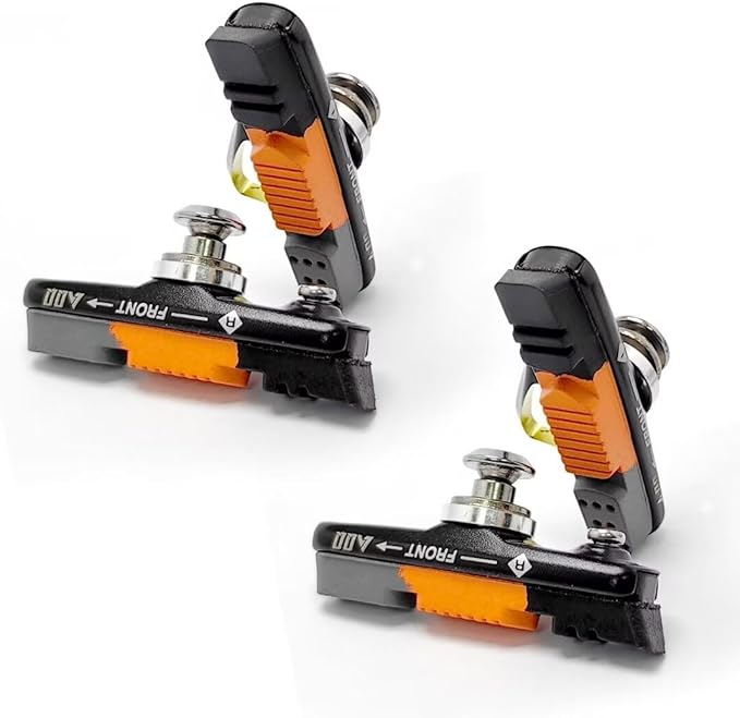 Bike Brake Pads Set 2 Pairs Bike V-Brake Pads Road Mountain Bicycle V-Brake Blocks Shoes Bicycle Brake Pad Set 55mm V Brake Shoes with Hex Nuts and Washers BP-55G-1