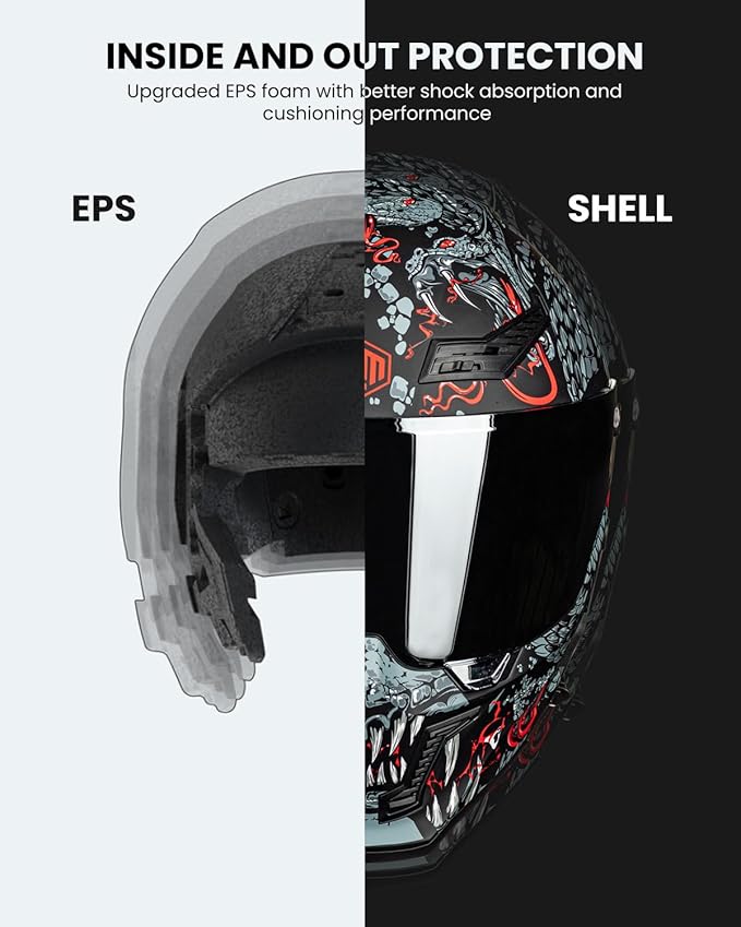 ILM Motorcycle Helmets for Adult Men Women Full Face DOT ECE Powersports Dual Visor Street Racing Helmet with Pinlock Cascos para Motos Model MF509 (Mythology Red, XL)