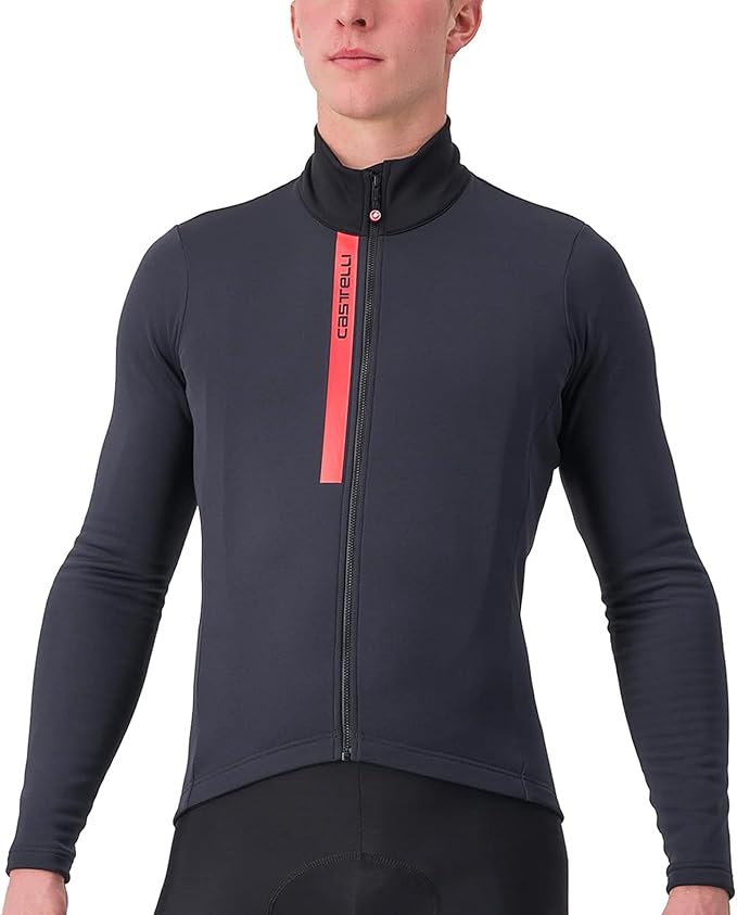 CASTELLI Men's Entrata Thermal Jersey, Long Sleeve Zip Up Fleece Insulated Base Layer for Winter Road Cycling I Gravel Biking