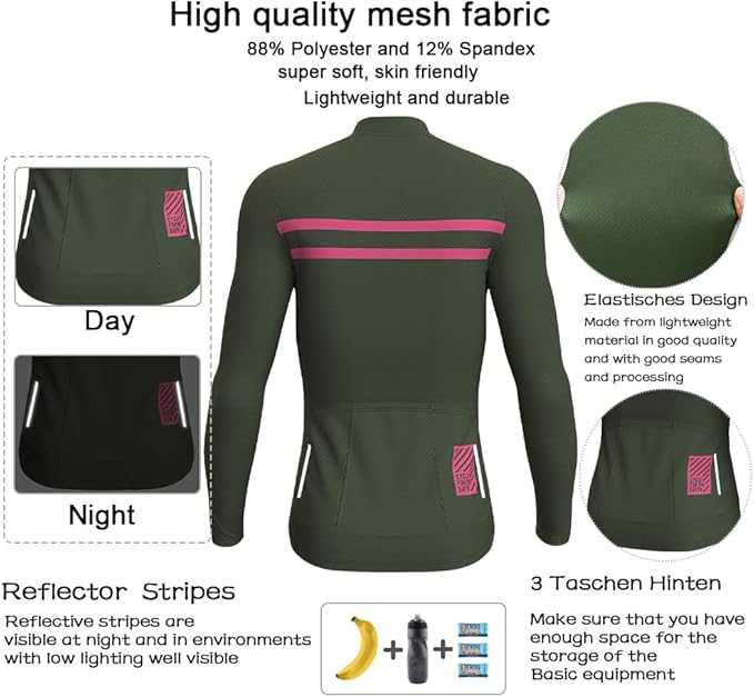 Lo.gas Cycling Jersey Men Short/Long Sleeve Bike Biking Shirts Full Zip with Pockets Road Bicycle Clothes