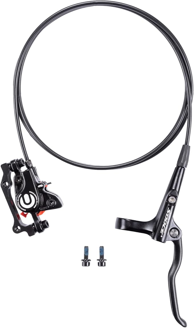 Cyclon MTB Hydraulic Disc Brakes Set, Black/Red Aluminum Alloy Hydraulic Brakes for Mountain Bike Left Front 1000mm Right Rear 1700mm Hydraulic Bicycle Brakes with is/PM Adapter Fit 160mm Rotor