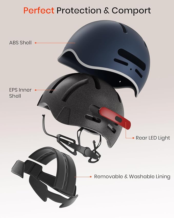 Bike Helmet for Adults with Rechargeable Rear Light, Adjustable Cycling Helmet for Men Women Youth - Safety Certified for Bicycle, Skateboard, Road Bike & Commuting