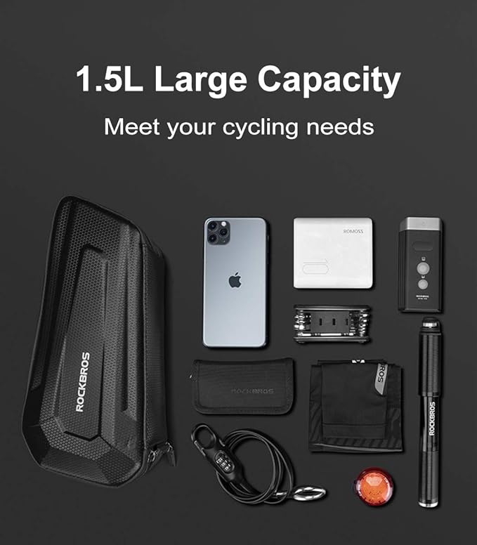 ROCKBROS Bike Frame Bag Hard Shell EVA Bike Triangle Bag Bike Top Tube Bag 1.5L Capacity