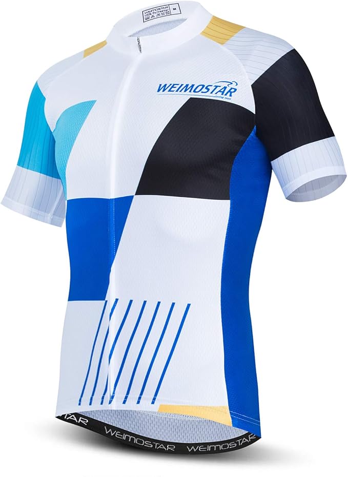 Cycling Jersey Men USA Summer Bike Short Sleeve 3-Pockets Breathable Quick-Dry Shirt S-3XL