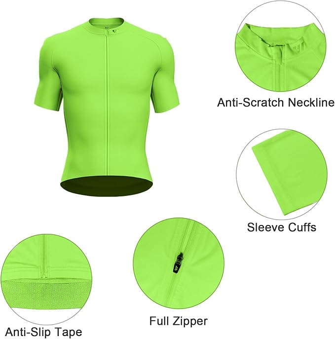 Lo.gas Cycling Jersey Men Short Sleeve, Road Bike Jerseys Full Zipper with Pockets, Bicycle Clothing Breathable Quick Dry