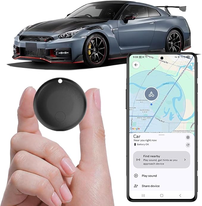 GPS Tracker for Vehicles Work with Built-in APP (Compatible with Android Device),Mini Car Tracker Tag With Magnet Global Coverage,Hidden Car Locator Device, No Monthly Fee or Subscription, No SIM Card