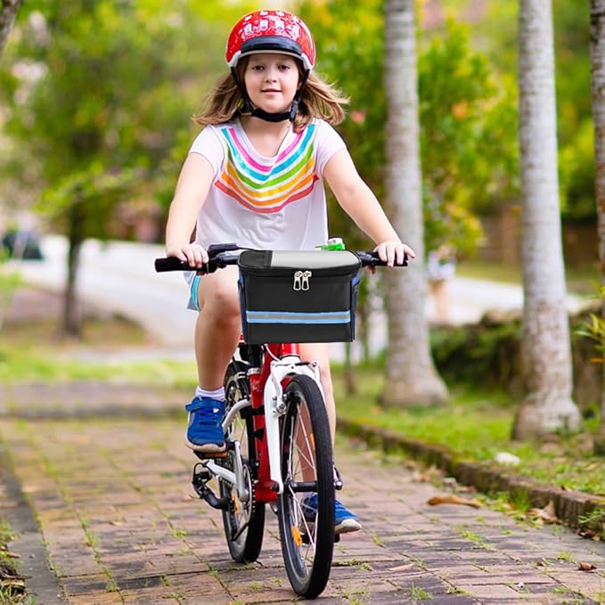 Kids Bike Basket, Front Frame Scooter Basket Bag, Bicycle Handlebar Bag for Boys Girls with Zipper, Bike Decoration for Most Children's Bikes Like Tricycle, Balance Bik-e(COLOR:Blue)