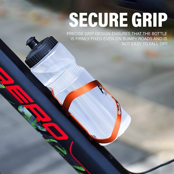 Chooee Mountain Bike Water Bottle Cage, Aluminum Bicycle Water Bottle Holder for Road Bikes Orange 2-Pack
