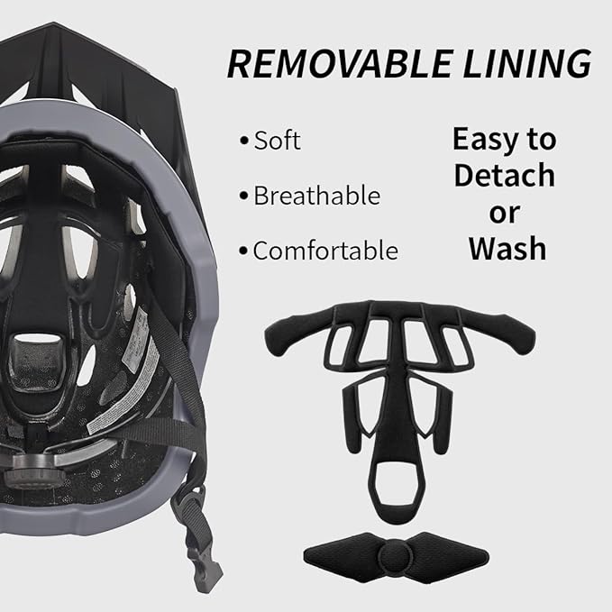 Bike Helmet for Adults, Lightweight Mountain Bicycle Helmet with USB Rechargeable LED Rear Light, Removable Sun Visor for Women, Men, Suitable for Cycling and Commuting