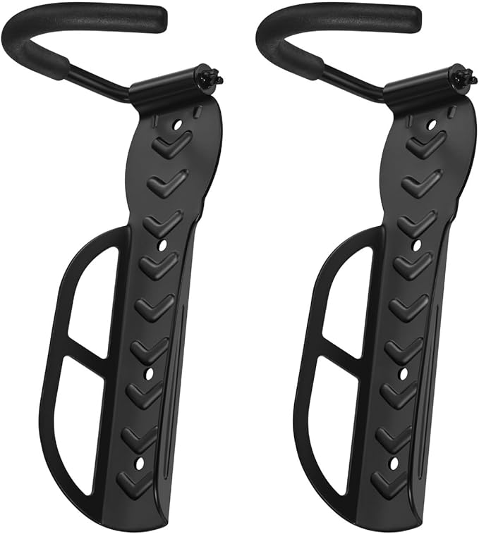 Flexzion Garage Bike Rack Wall Mount (2 Pack) - Vertical Bicycle Rack Hanger Wall Mounted Storage Holder with Screws - Easily Hang/Detach Bike Hooks for Indoor, Apartment, Shed, up to 44lbs(20Kg)