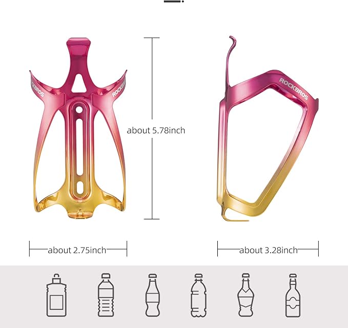 ROCKBROS Durable Aluminum Water Bottle Holder Bike Bottle Holder with Electroplating & Integrated Molding - Lightweight for Bicycle MTB, Road/Mountain Bikes