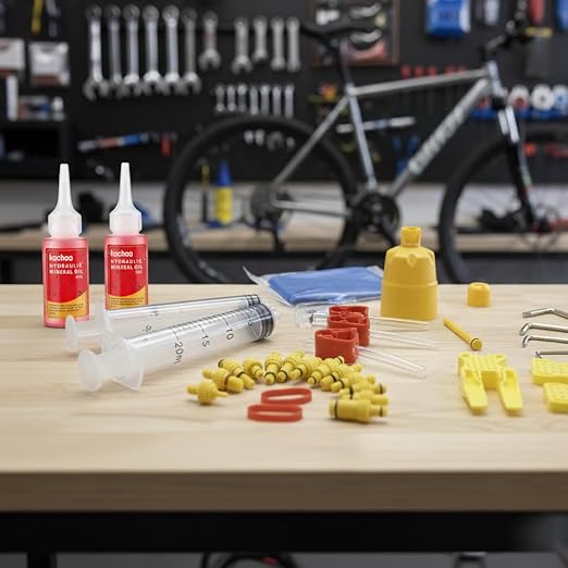 Brake Bleed Kit for Shimano, TEKTRO, Magura, TRP, Hayes, Formula, Giant.Mountain Bike Brake Bleed Kit Includes Transparent Funnel, 120ML Mineral Oil Brake Fluid.