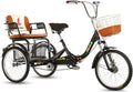 Three Wheel Bike Outdoor 20 Inch Adult Tricycle Trike Bike Cruiser with Rear Bike Basket for Dogs Or Groceries Single Speed Hybrid Commuter Exercise Bike for Women Men Cycling Pedalling