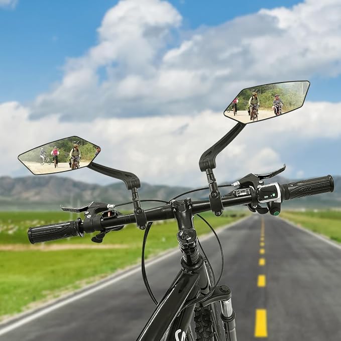 AtfArt 1Pcs Bike Mirror Handlebar Mount HD Bike Rear View Mirror Bicycle Mirrors for Handlebars Adjustable Rotatable Bike Mirrors Ride Safely Ebike Moped electric Bike Accessories(1Pcs The Left)